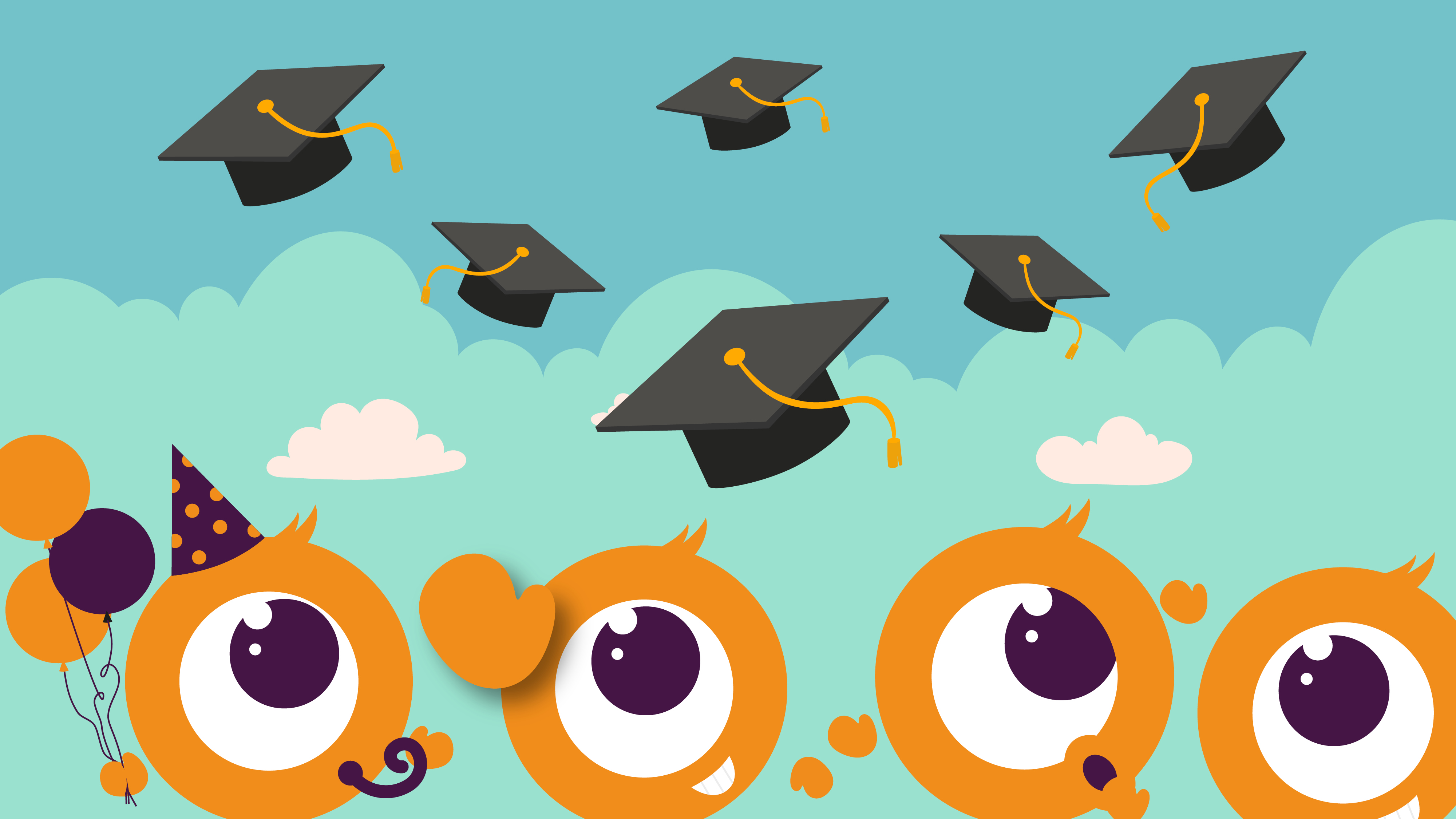 Coco with graduation caps